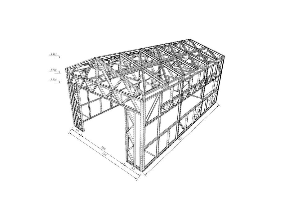 Комплект гаража, навеса, беседки из ЛСТК из оцинкованного профиля