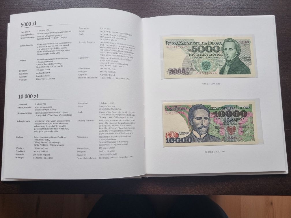 Album - Polskie banknoty obiegowe z lat 1975 - 1996 + GRATIS