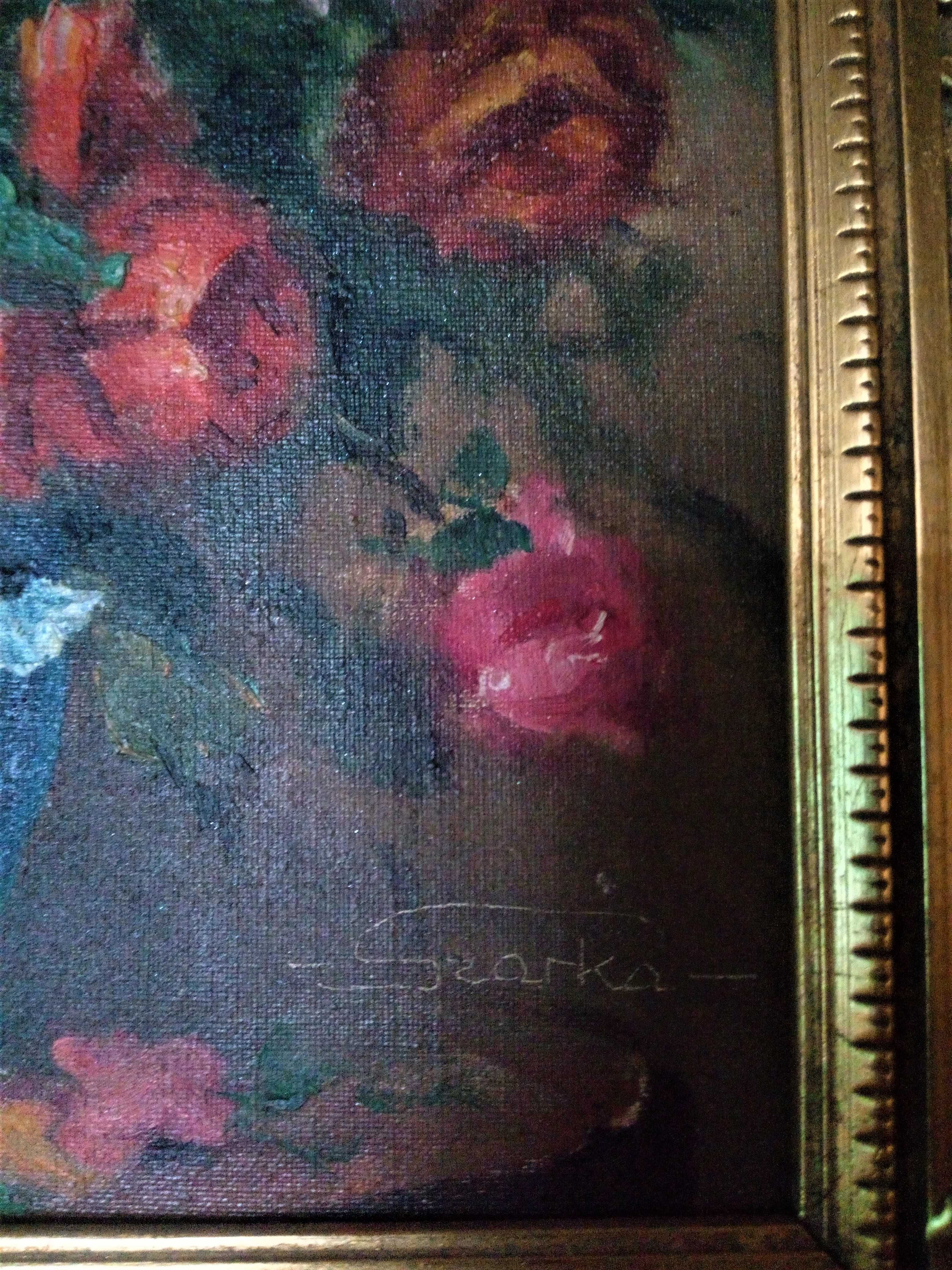 obraz olejny - róże, sygnowany - Szarka