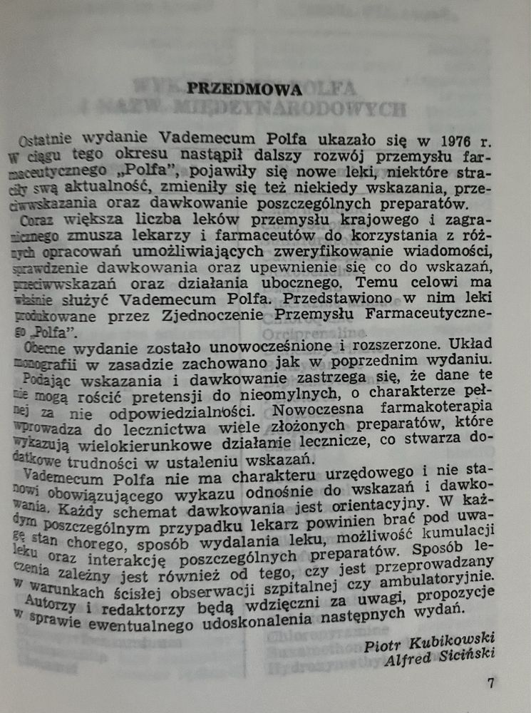 VADEMECUM. Skorowidz alfabetyczny leków "Polfa"
