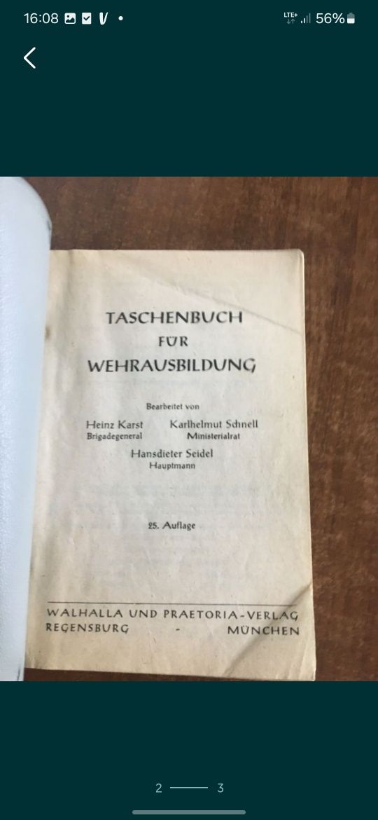 Tasschenbuch fur Wehrausbildung