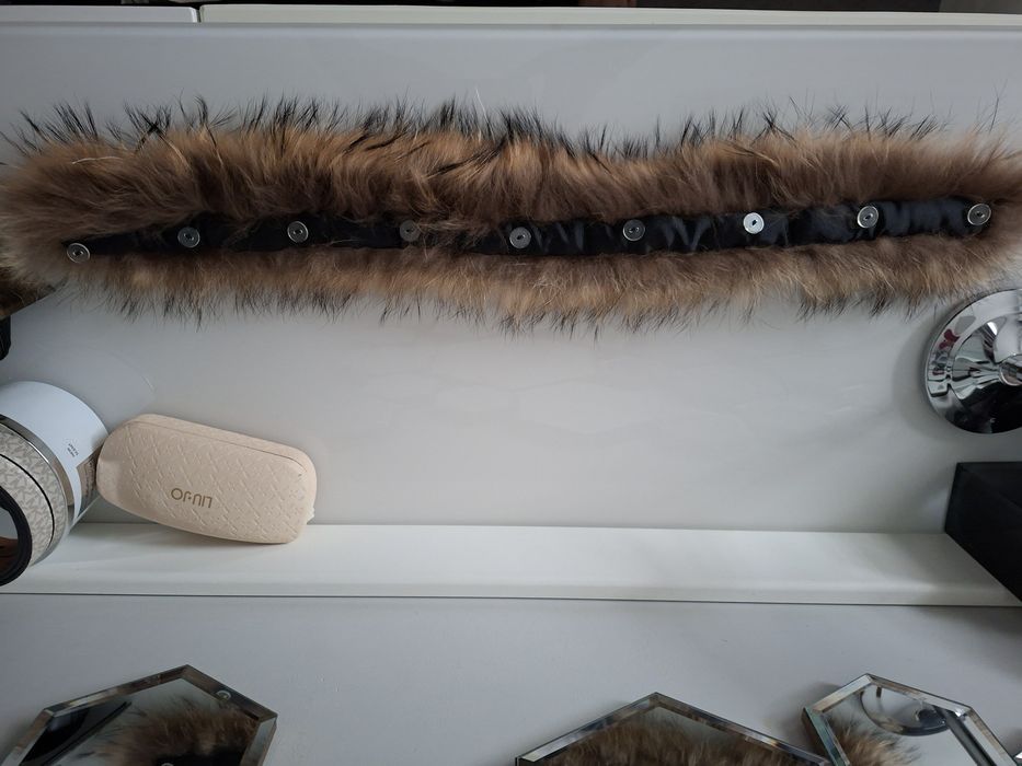 JENOT NATURALNY 66/74cm obszycie kaptura przypinka dopinka kołnierz