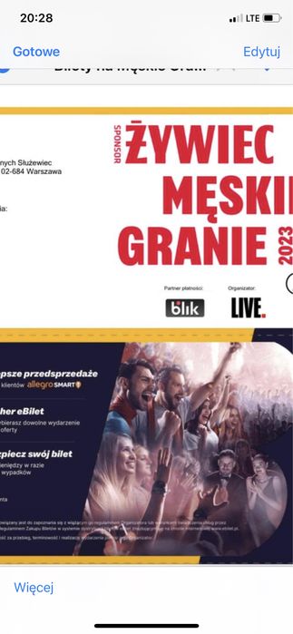 Męskie granie 2 bilety koncert Warszawa 8.07.2023