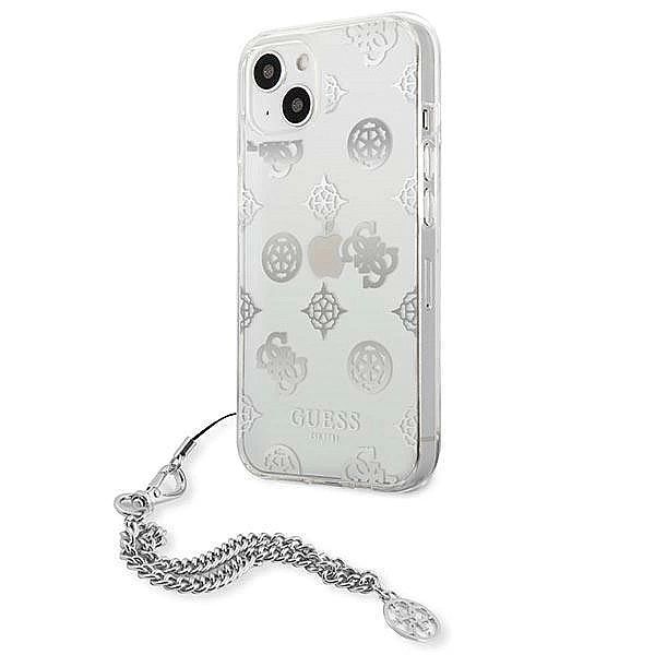 Etui Guess Peony Chain Collection na iPhone 13 mini - srebrne