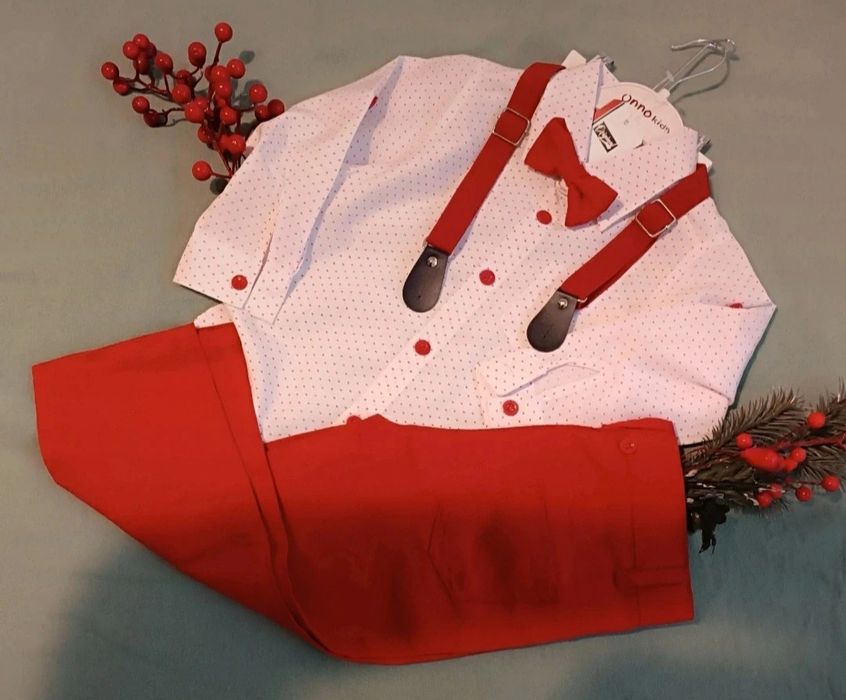 nowy elegancki komplet zestaw dla chłopca 116 na wesele sesję święta