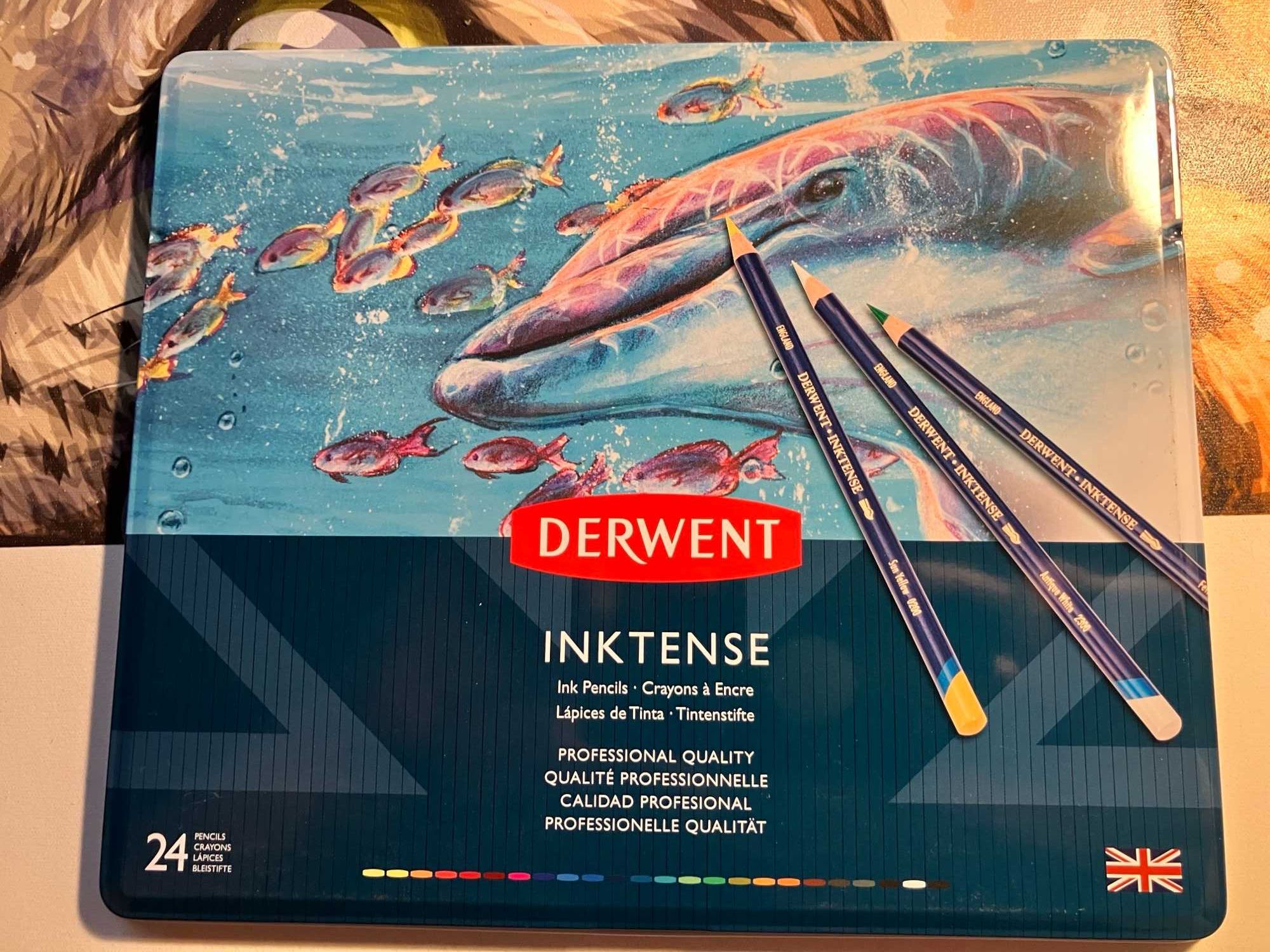 Zestaw kredek Inktense w metalowym etui - Derwent - 24 kolory