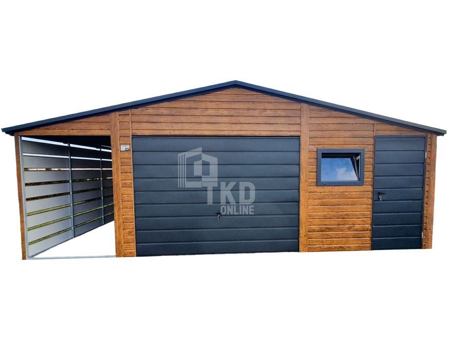 Garaż Blaszany 5X6 + Wiata 1,5X6 Brama - Okno - Drzwi  Tkd147