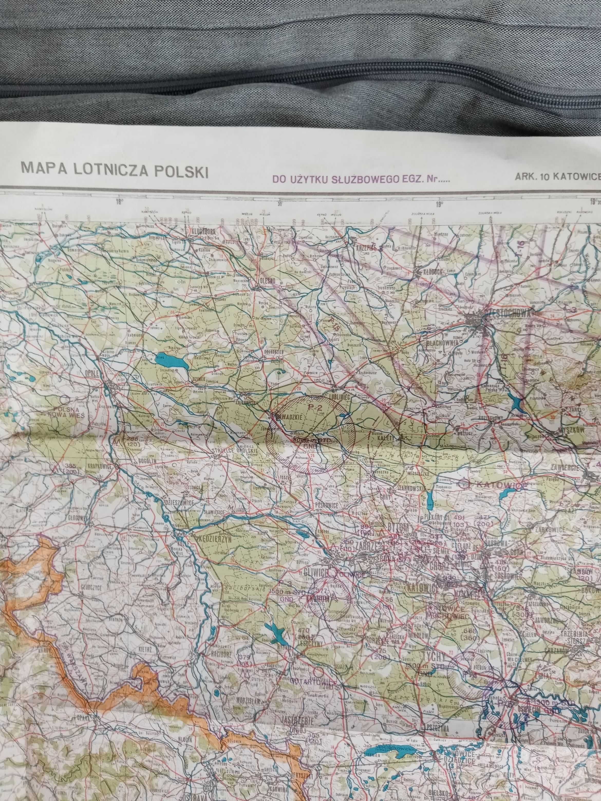 stara mapa lotnicza Polski - arkusz Katowice - 1977 r.