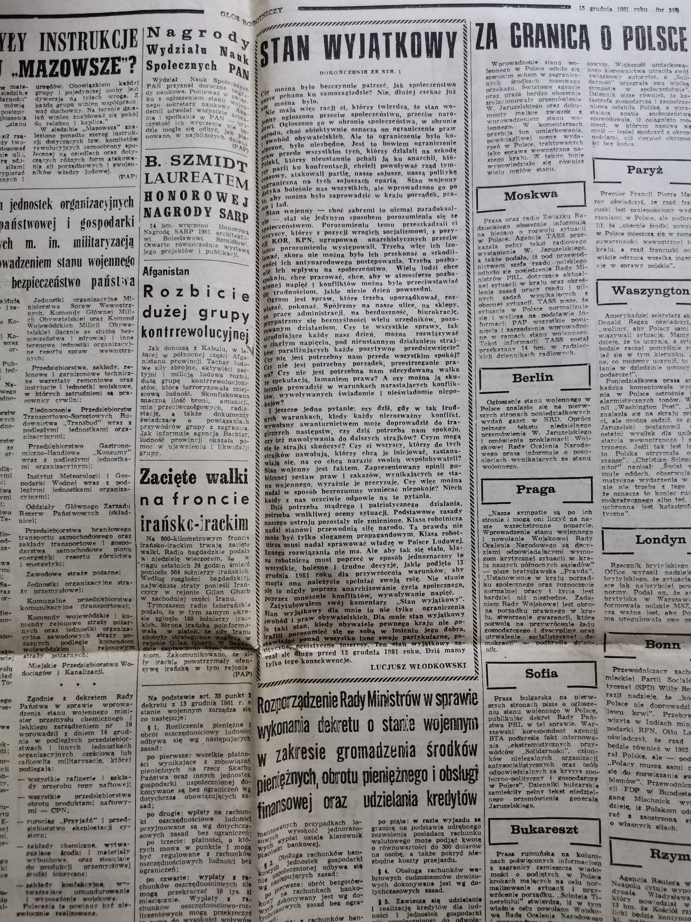 Głos robotniczy z 15 grudnia 1981 stare gazety prl