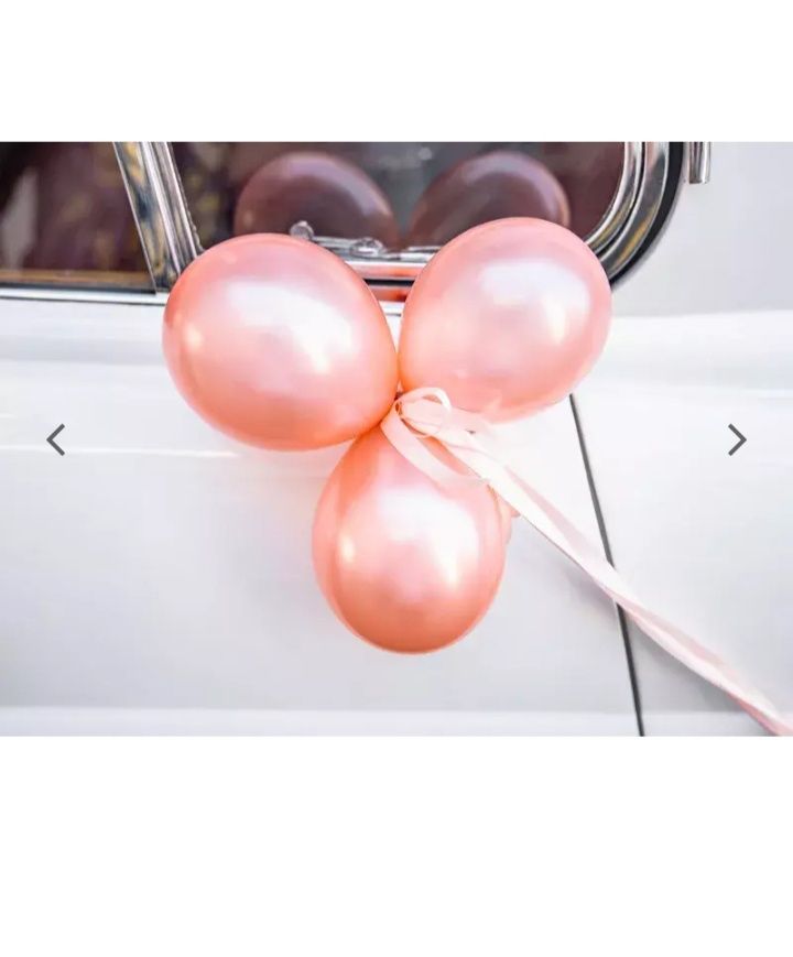 Nowa dekoracja na samochód ślubny balony,wstążki, Love srebrny/róż
