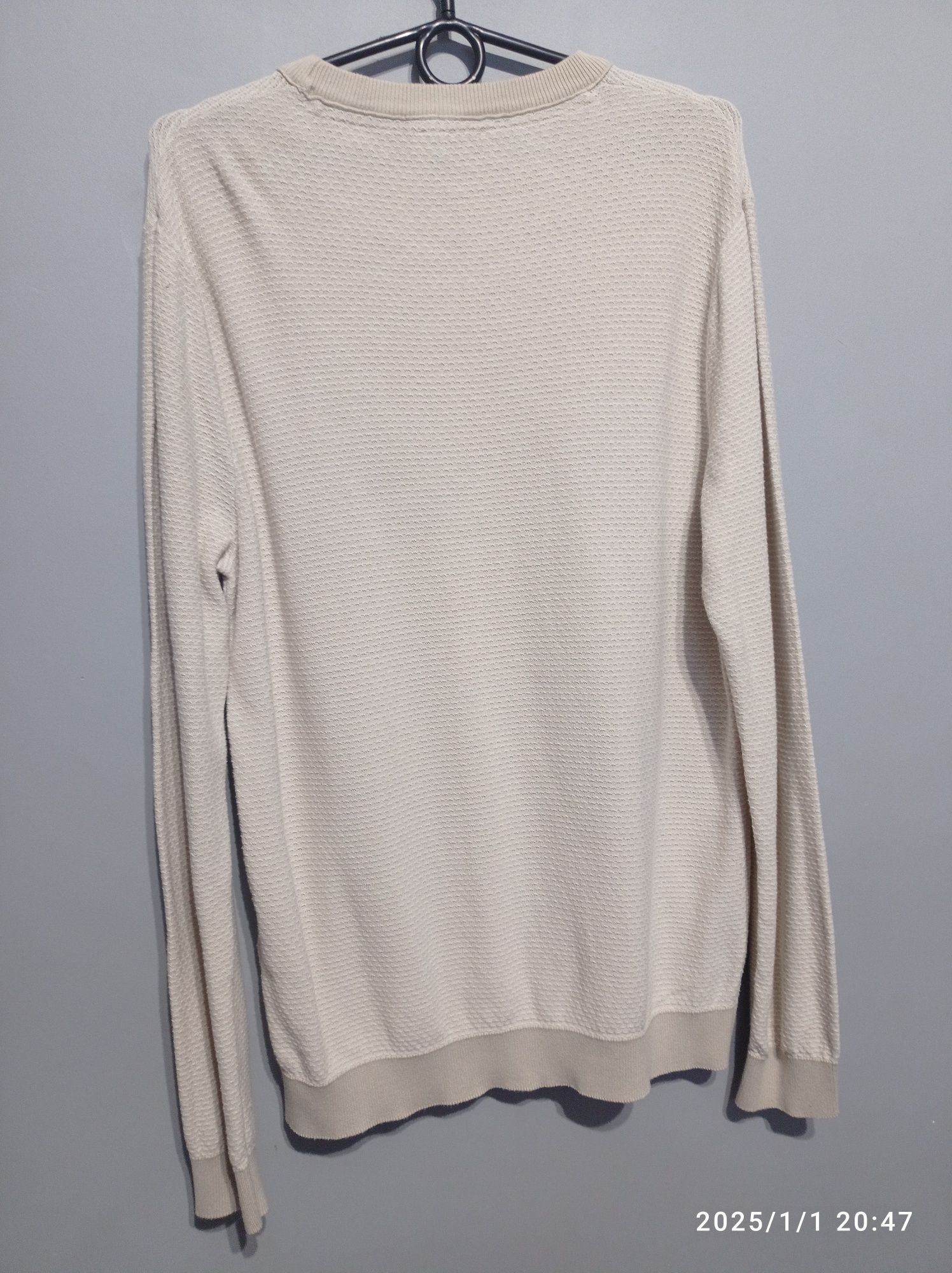 Sweter L Jack& Jones bawełna basic jednolity okrągły dekolt jesień zim