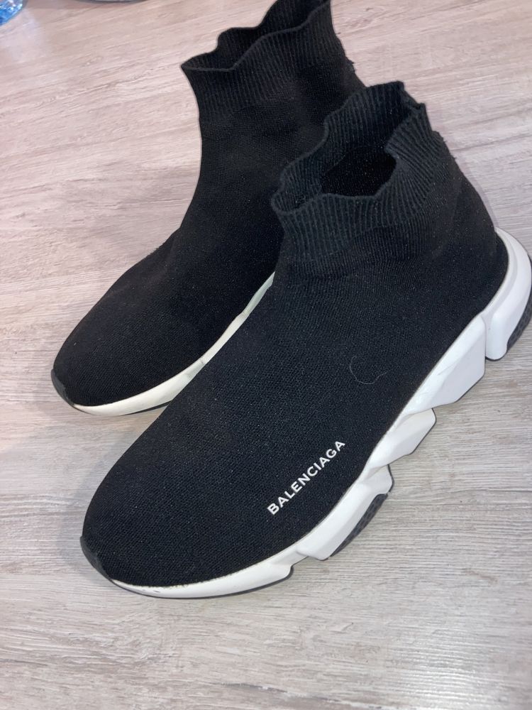 balenciaga speed trainer black white 45