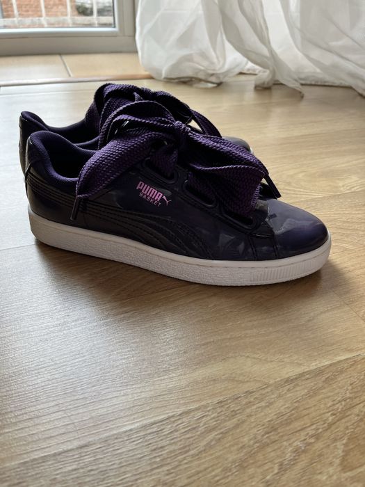 Кросівки Puma basket фіолетові кроси лакові кросівки кеди Puma