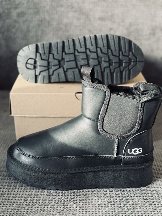 Ugg chelsea leather black кожаные черные угг челси