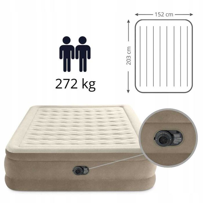 Materac dwuosobowy samopompujący Intex 64428ND 203x152x46 cm brązowy