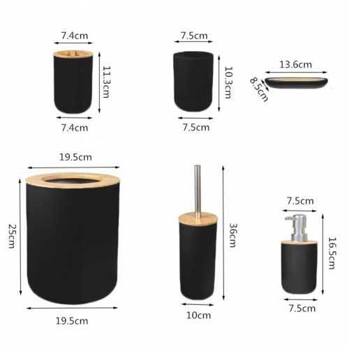 ZESTAW akcesoriów łazienkowych 6 el dozownik mydła kosz na śmieci