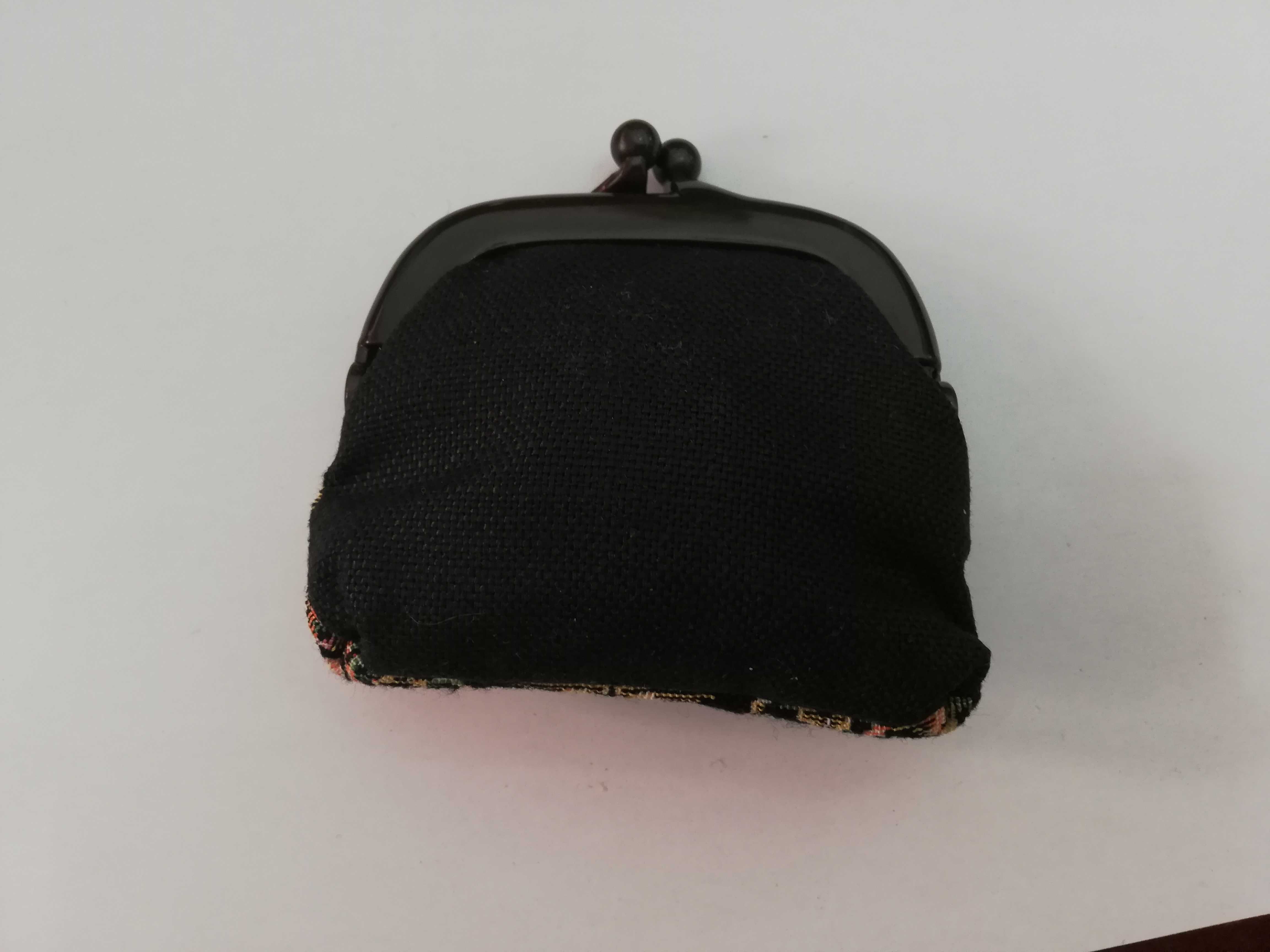 Porta moedas vintage Needlepoint petit point tapeçaria - nunca usado