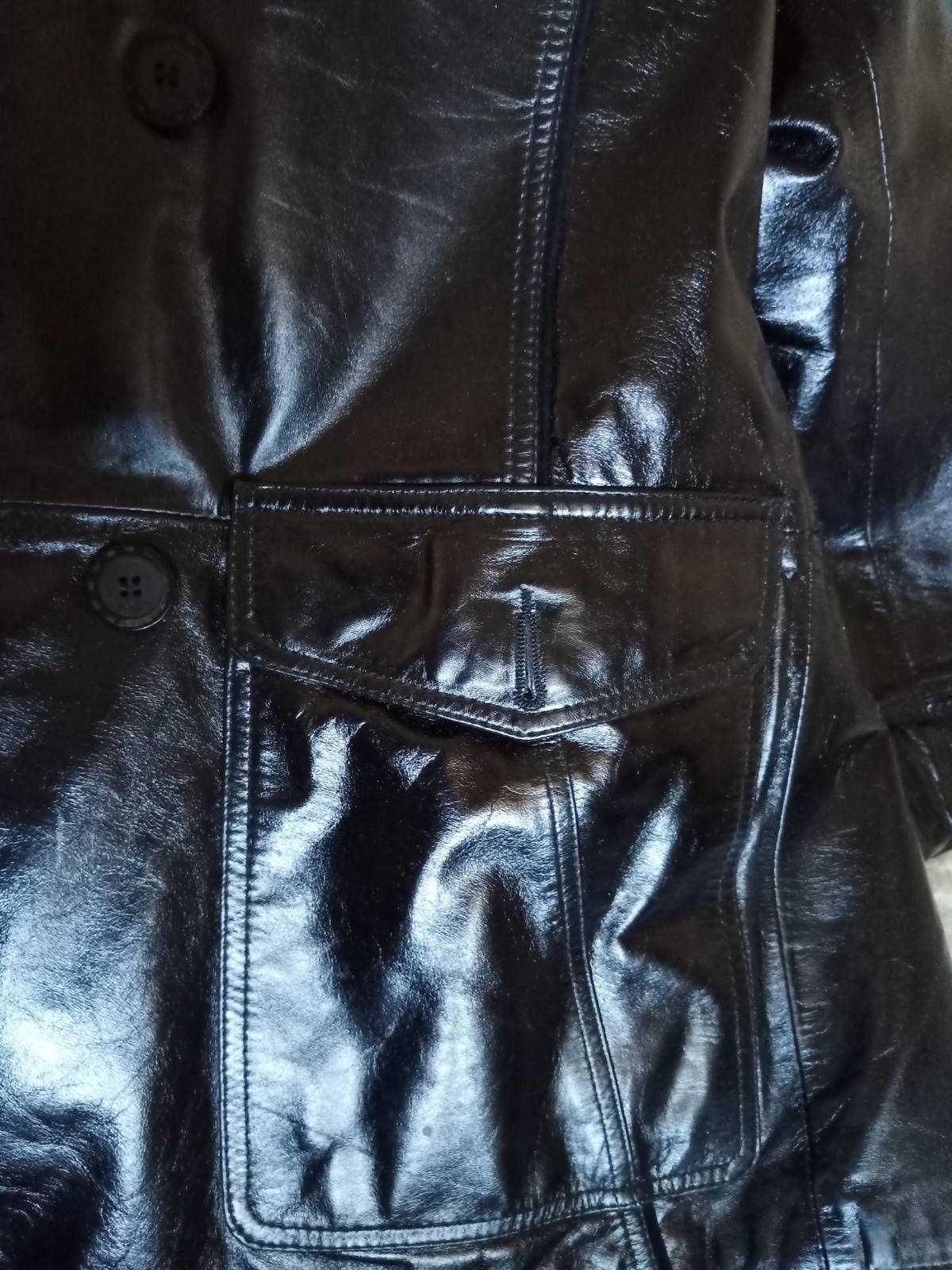 Куртка кожаная мужская, черная, удлиненная. Износа нет.