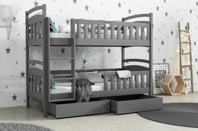 Nowoczesne sosnowe łóżko dla 2 dzieci model WOJTEK 5!