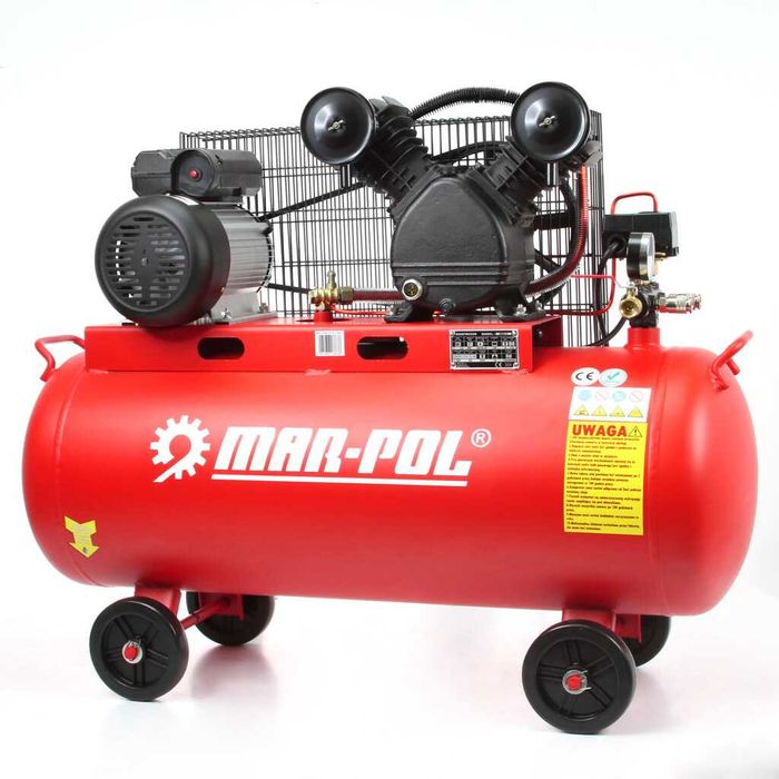 Kompresor Sprężarka 100L V 2 Tłoki MAR-POL + Zestaw