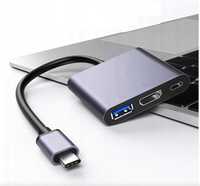 Adapter 3w1 HUB USB-C 4K 60Hz USB Thunderbolt dla Apple