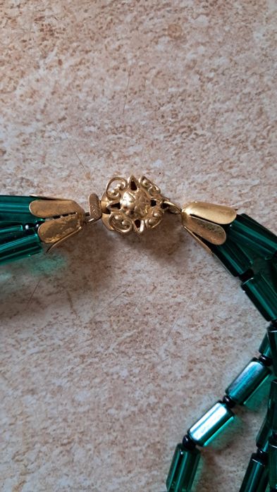 Бусы ожерелье трехрядные  Чехия винтаж муранское стекло