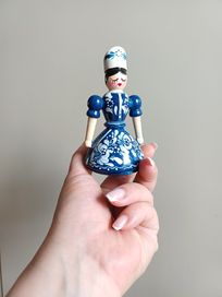 Świecznik drewniany mini holenderka panienka laleczka vintage retro