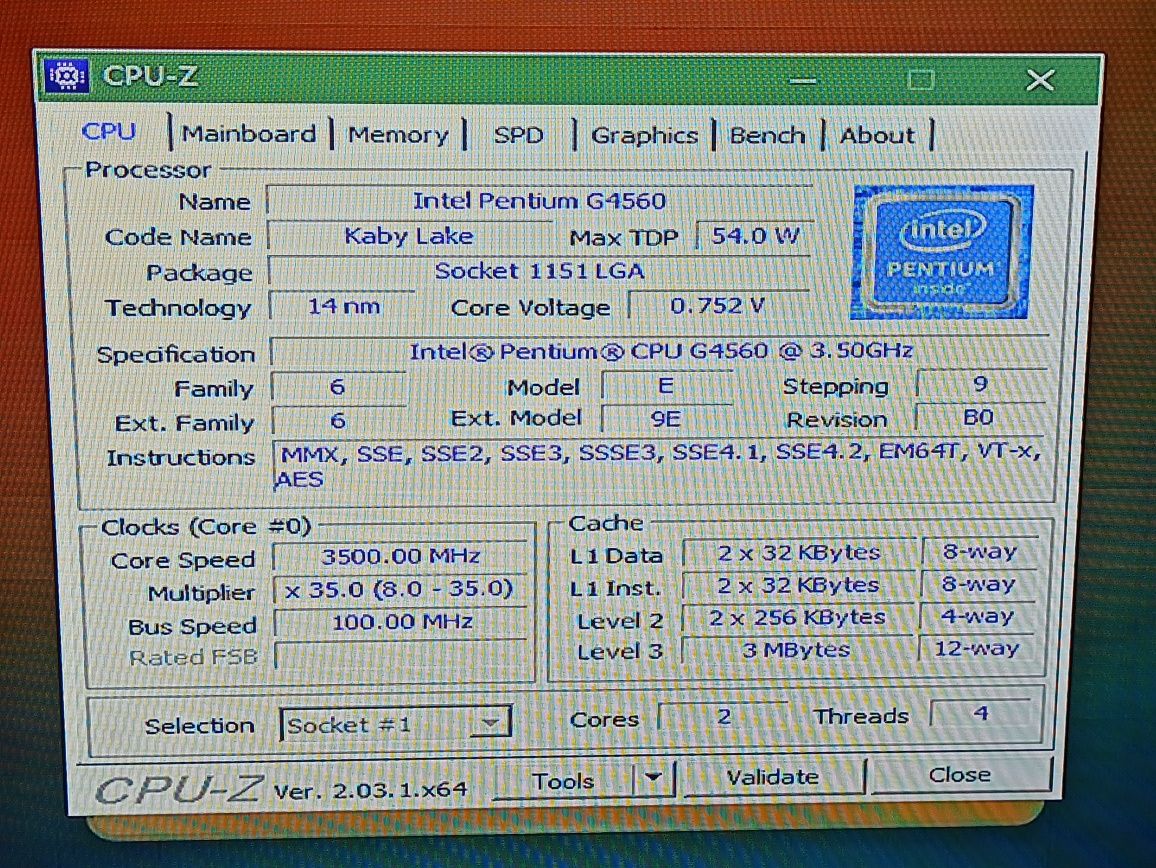 Intel Pentium G4560 sr32y
