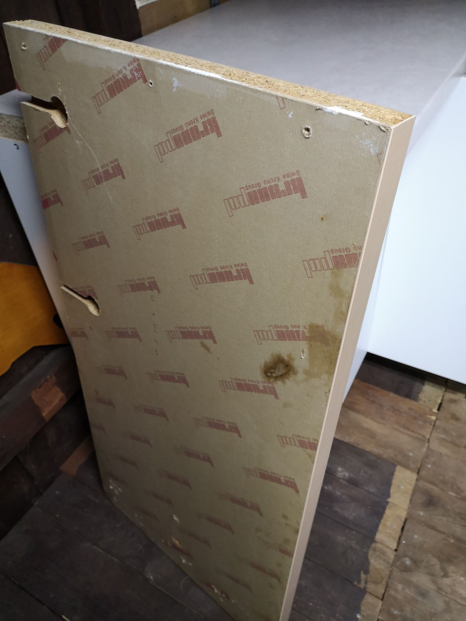 Blat laminowany szary z połączeniem okleiny drewnopodobnej 500x995 mm