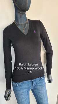 Sweter 100% Merino Wool Wełna. Czarny. Rozmiar 36 S