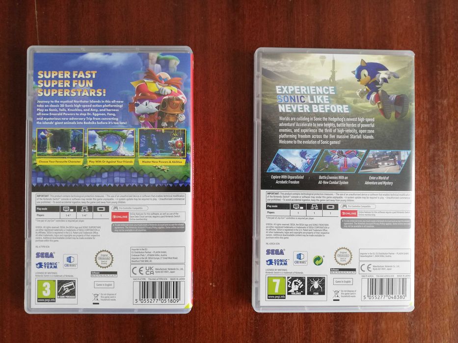 Nintendo Switch Sonic Frontiers e Sonic Superstars