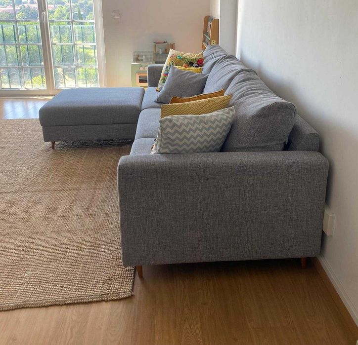 Sofá Cinza c/ Chaise Longue