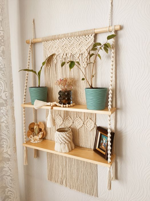 Поличка настінна (Макраме, Декор, Бохо, подарунок, панно)