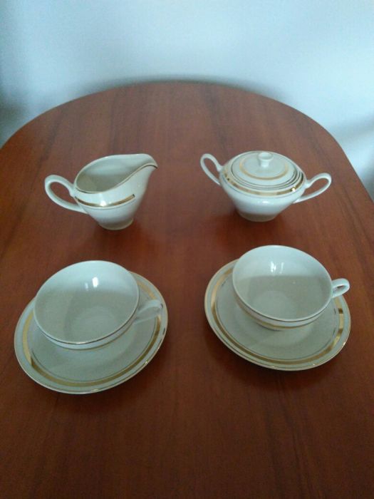 Filiżanki cukiernica mlecznik stara porcelana zabytkowa Chodzież retro