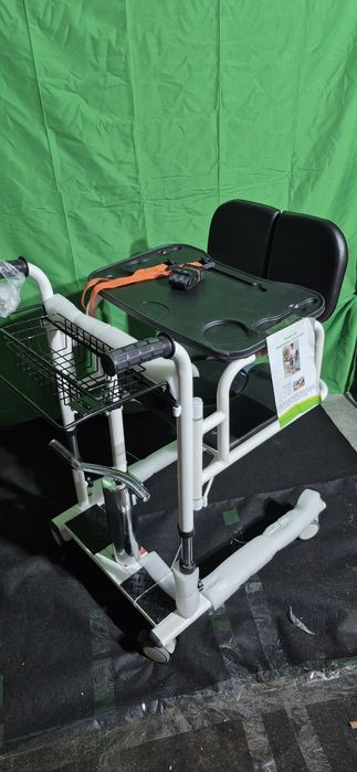 Wózek Hydrauliczny Łazienkowy 3w1 Rozpinany z Podnóżami i Tacka