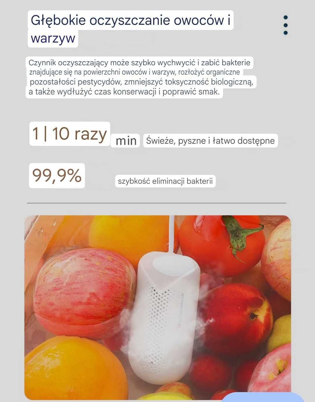 Sterylizator Urządzenie Do Dezynfekcji Owoców i Warzyw Domowe