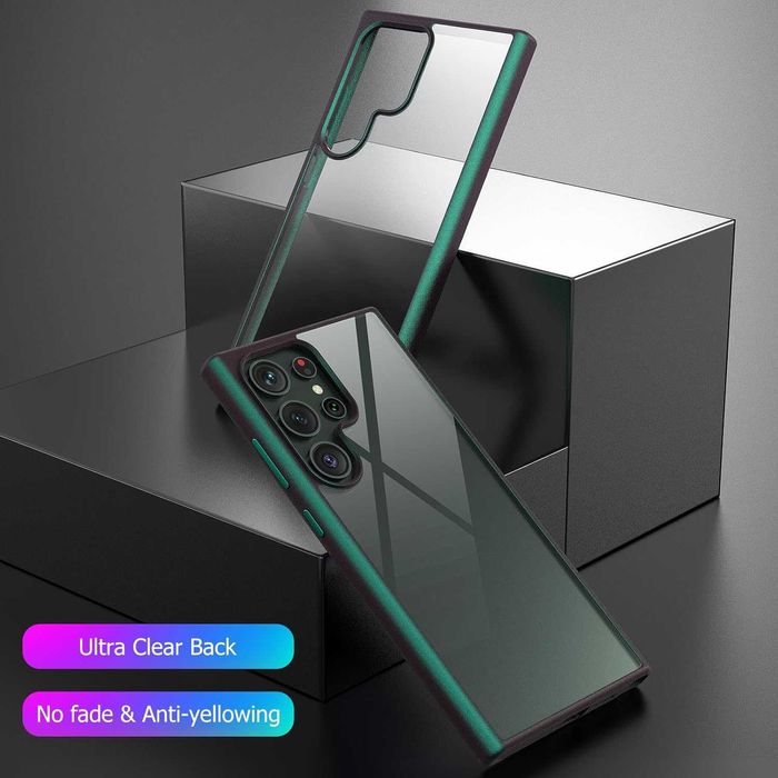 MATEPROX etui do Samsung Galaxy S23 Ultra bezbarwne zielona ramka