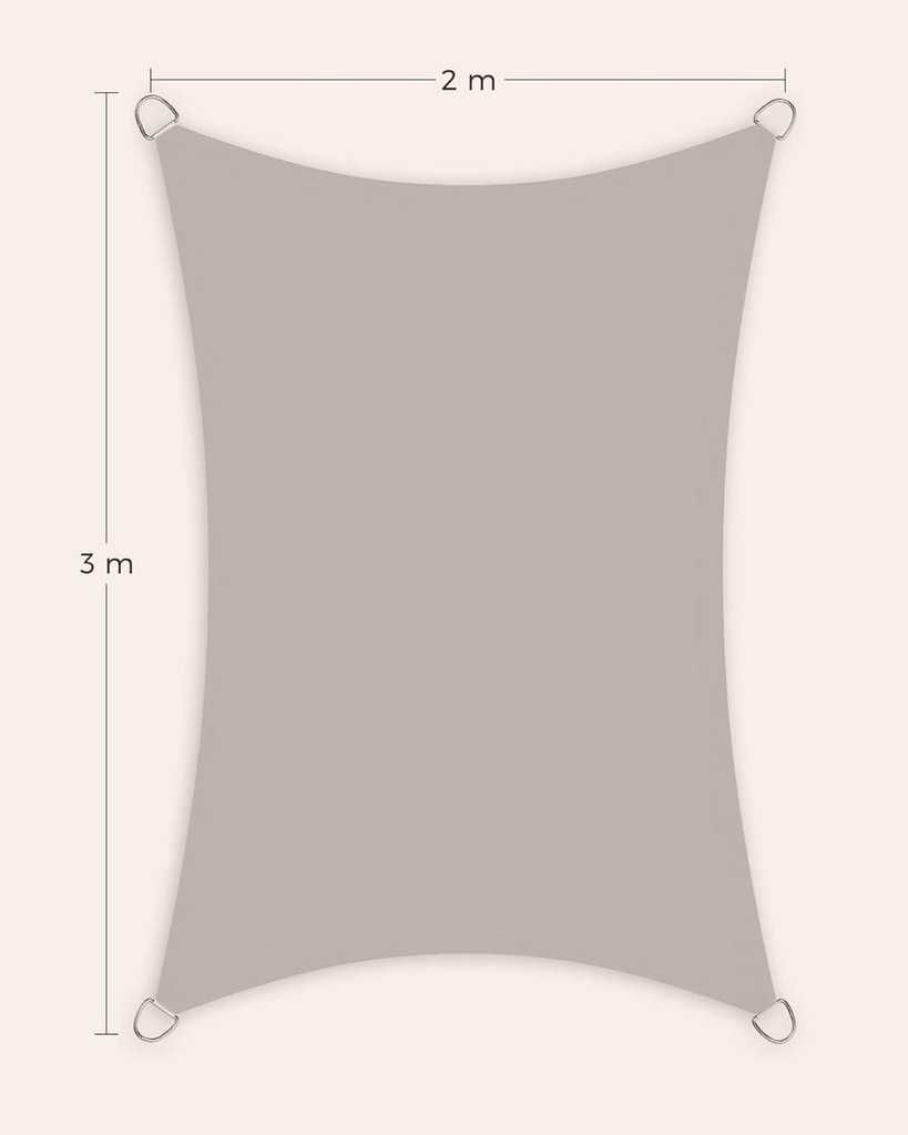 SONGMICS GSH23TP Żagiel przeciwsłoneczny 2 x 3 m, wodoodporny, szary