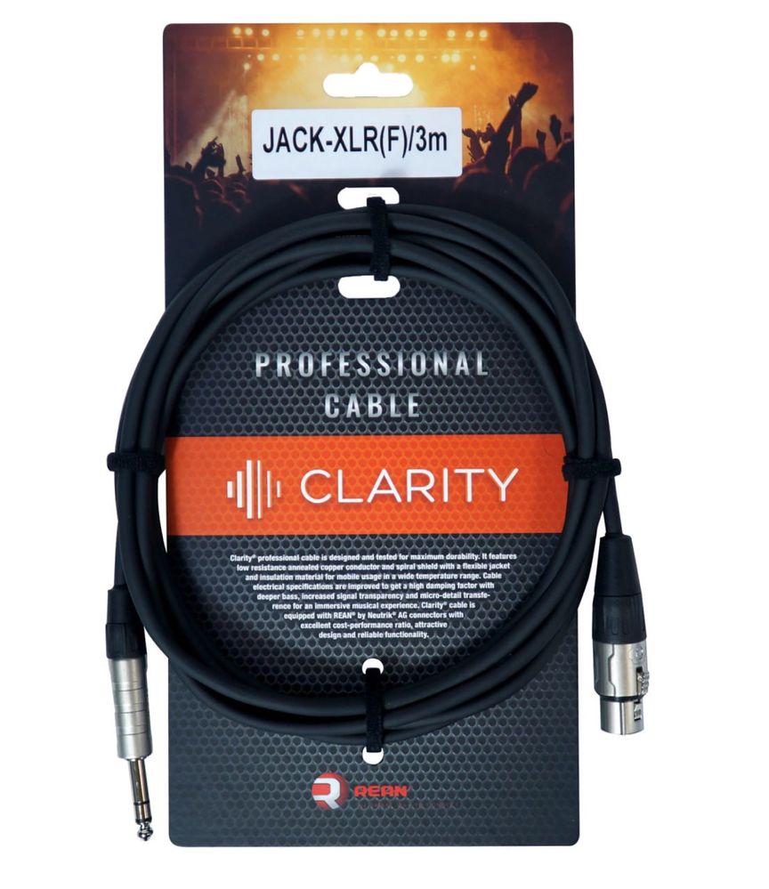 Кабель 1/4 jack - XLR мама - Clarity JACK-XLR(F)/3m, 3 метра