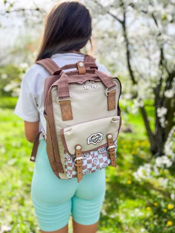 Plecak Doughnut brązowo błękitny Macaroon Kaleido Series Mushroom 16L