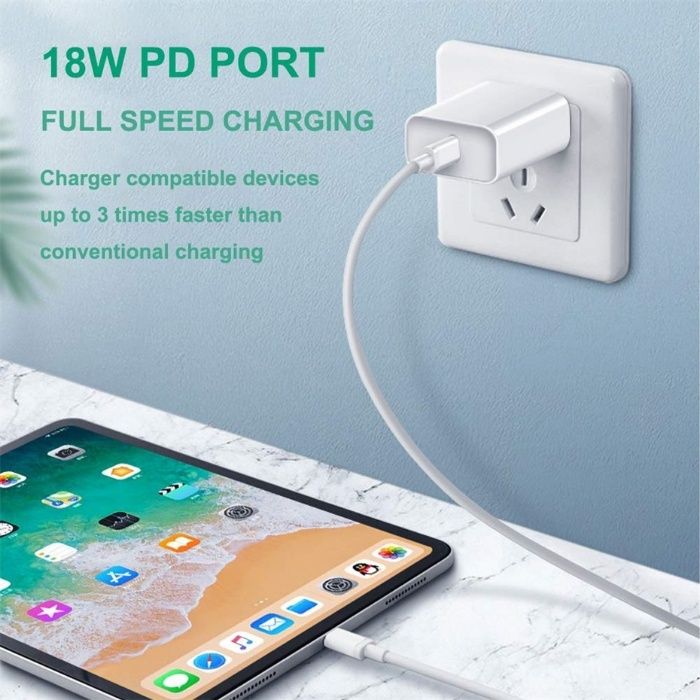 Carregador rápido Usb-C qc4.0 A 3.0 de 18w -Iphone, Huawei, Samsung