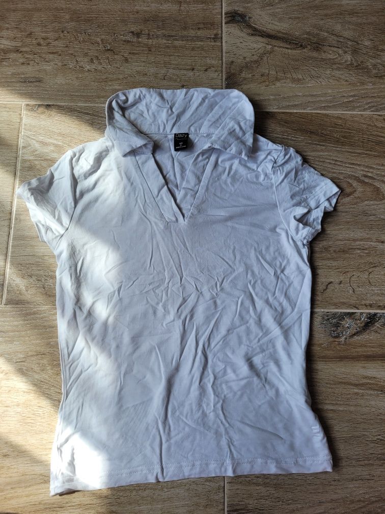 Dazy S/M biały t-shirt, wiskoza, elastan