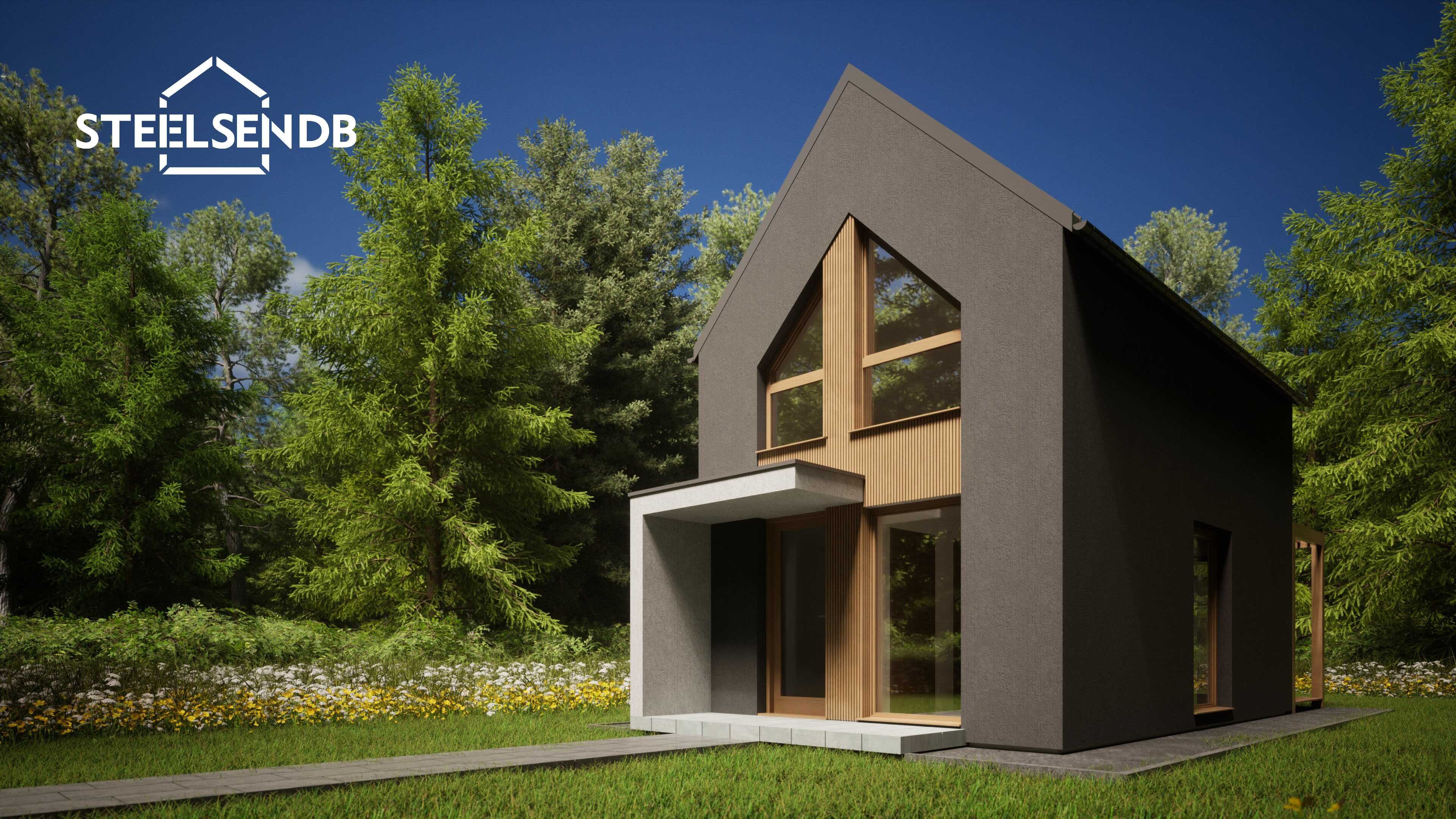 Domek całoroczny na konstrukcji stalowej 47,40 m2