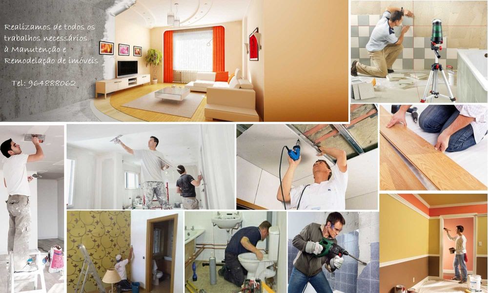 Executamos Remodelações geral e parcial, obras interiores e exteriores