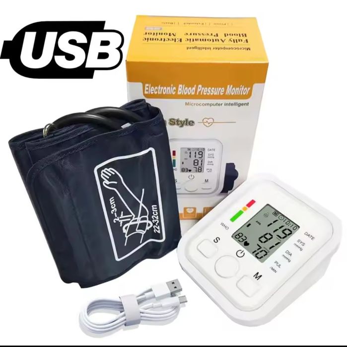Ciśnieniomierz medyczny rękawkowy Baterie/USB