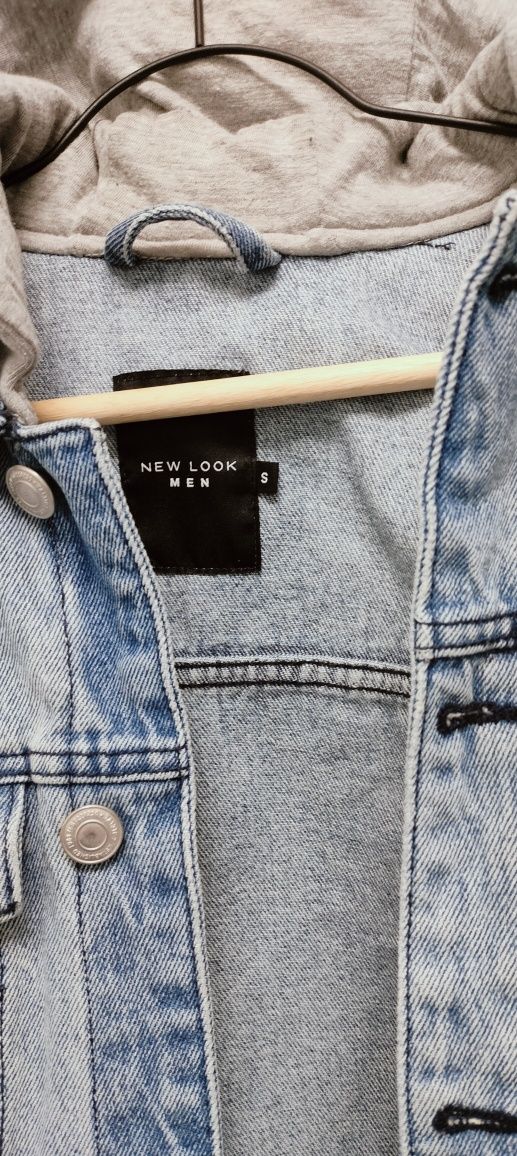 Katana bluza szara niebieski z kapturem S