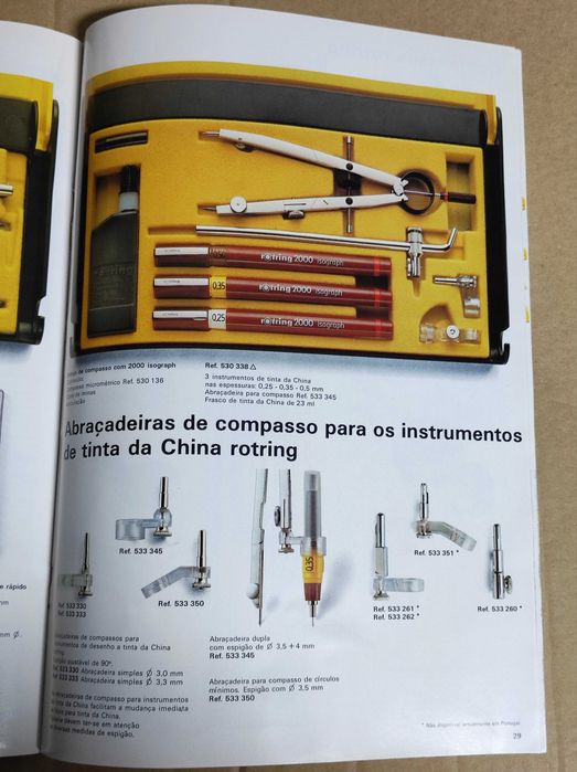 Catálogo antigo Rotring Euro Brochura 1984 / 1985 desenho técnico