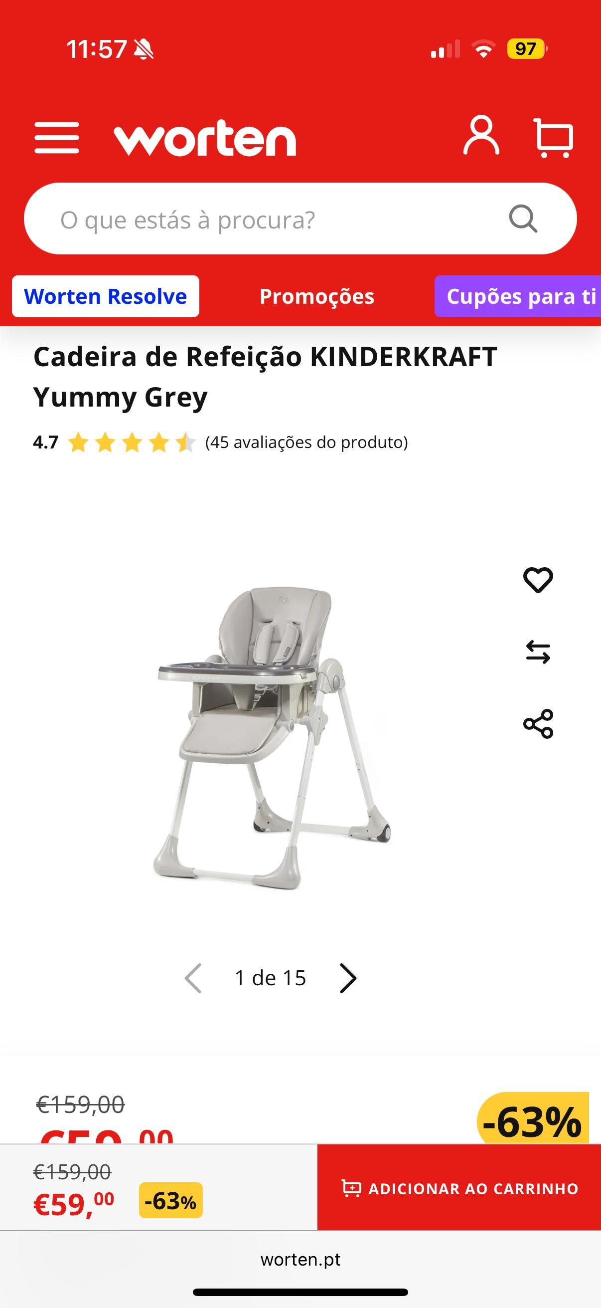 cadeira de refeição kinderkraft