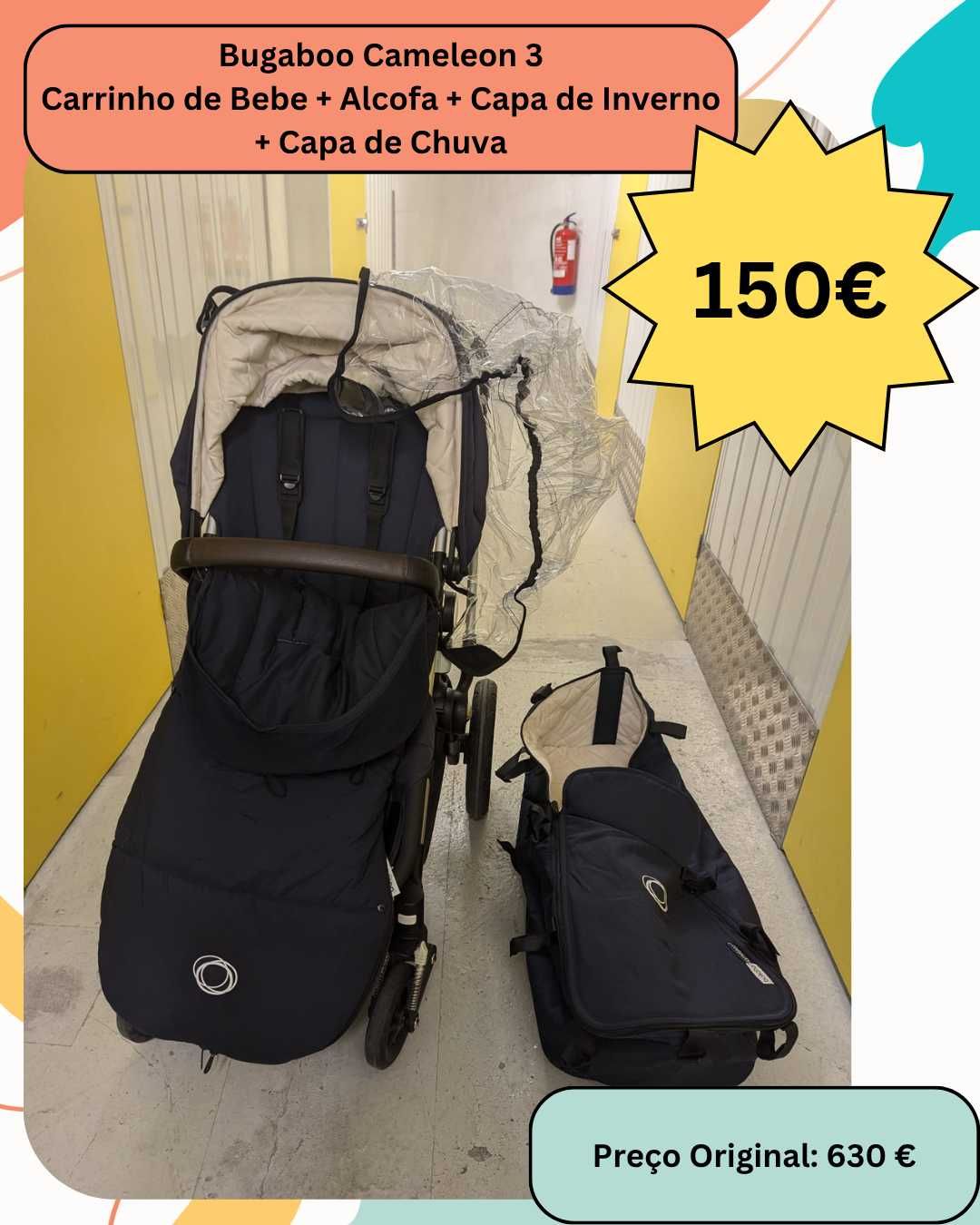 Carrinho Bugaboo Chameleon 3 | Luxo, Alcofa + Kit Inverno & Chuva