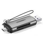 Ugreen czytnik kart Sd / micro Sd na Usb 3.0 / Usb Typ C 3.0 szary (50